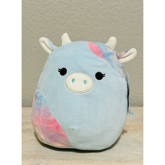 Squishmallow 8" Caedia the Cow Plush Toy Tie Dye Blue Brand New With Tags - Picture 1 of 8